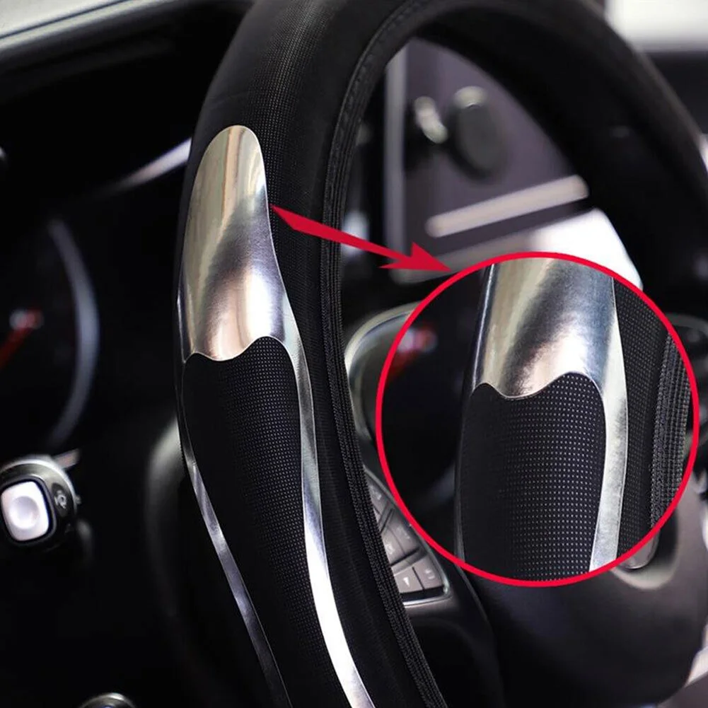 Universal Car Steering Wheel Cover Breathable Anti Slip Steering Wheel 15" 38CM PU Leather Cover Interior Accessories Durable
