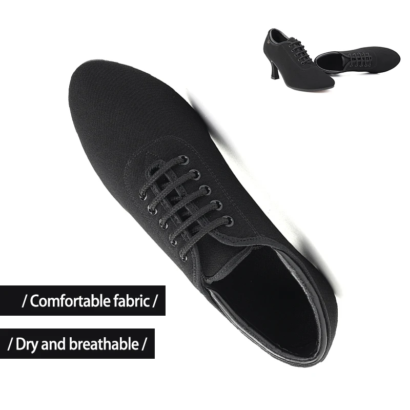 DKZSYIM Women Latin Dance Shoes Black Oxford-cloth Tango new Dancing Shoes Ballroom 2025 Salsa Dance Shoe Colse Toe High Heel 5/7.5CM