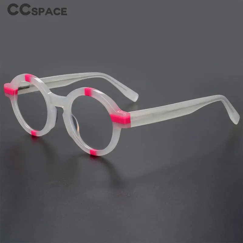 R56500 New Style Retro Round Small Frame Acetate Reading Glasses+100~+300 Men's Women's Popular Spliced Color Presbyopic Glasses