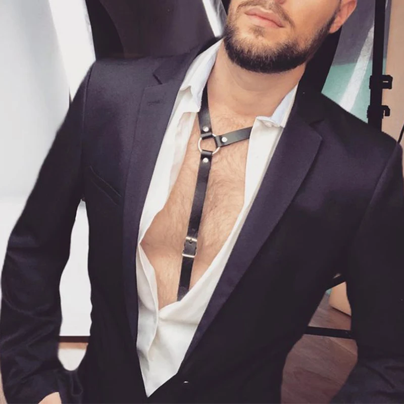 Sissy Men Faux Leather Suspenders Sexy Men's Suits Decor Temptation Bottoms Uniforms Party Hot Dance Halter Top Gay Accessories