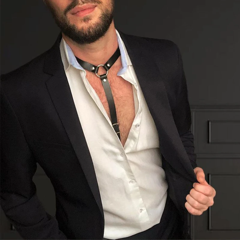 Sissy Men Faux Leather Suspenders Sexy Men's Suits Decor Temptation Bottoms Uniforms Party Hot Dance Halter Top Gay Accessories