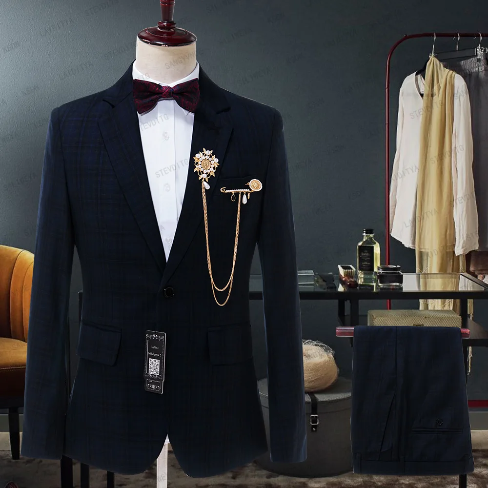 SILIWEYA 2023 Men Suits Peaked Lapel Wedding Suits new 2 Pieces 2025 Slim Fit Men's Party Tuxedos Groom Wear Bridegroom (Jacket+Pants)