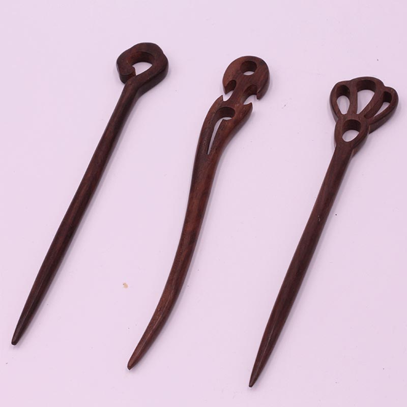 FORSEVEN Red Sandalwood Hair Pins Hair Sticks Wood Animal Bird Phoenix Hairpins Headpiece Women Headwear Hair Accessories JL