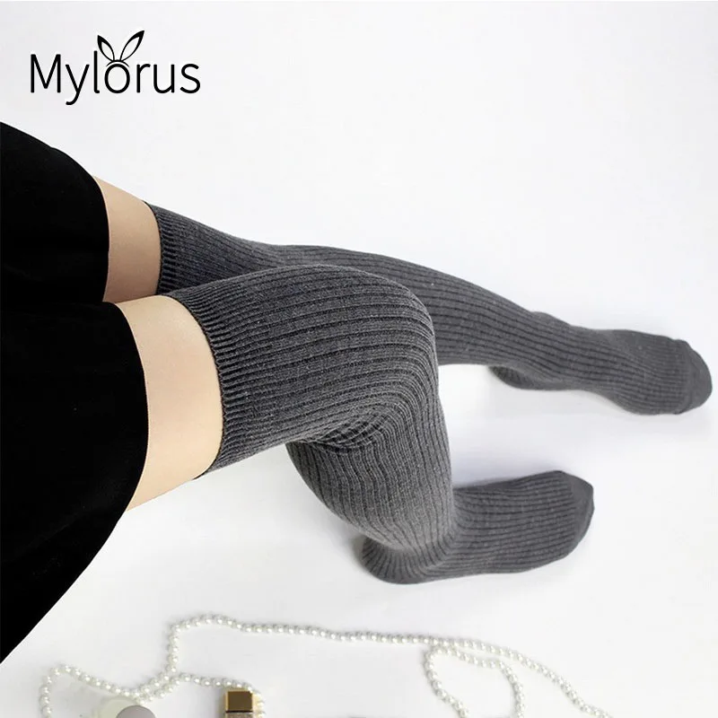 Sexy Socks Sexy Black Soild Long Socks Women Over Knee Thigh High Over The Knee Stockings Lolita Ladies Girls Warm Knee Socks High Socks z241106