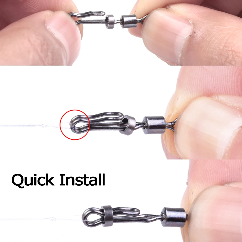 new Fishing 2025 Rolling Swivel Snap Fishing Hook Fast Connector Solid Rings Fishing Line Quick Link Carp Wear-resistant Rustproof Brass