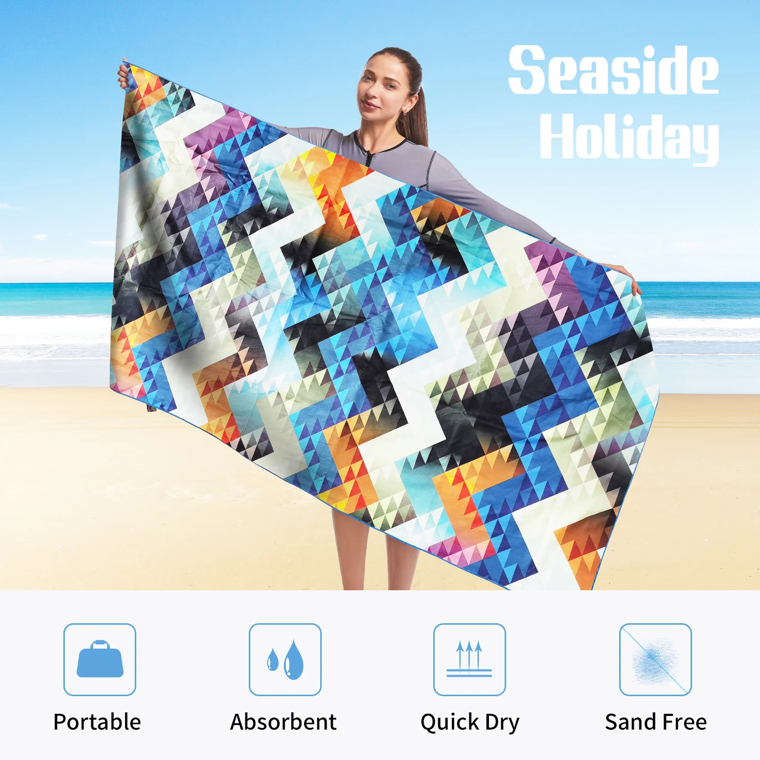 HiTurbo Microfiber Quick Drying Beach Towels With Carrying Bag, Ultra new 2025 Lightweight, Fast-drying Super Absorbent Bohemian Printing