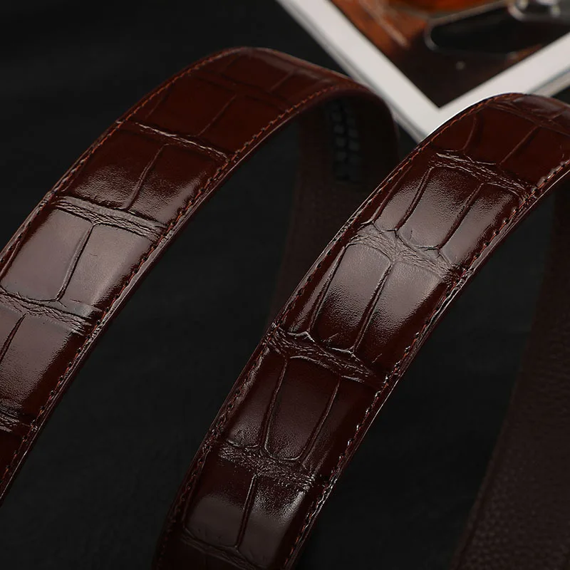 Hongmioo No Buckle 3.5cm Width 2025 Cowskin Genuine new Leather Belt Men Without Automatic Buckle Strap Male