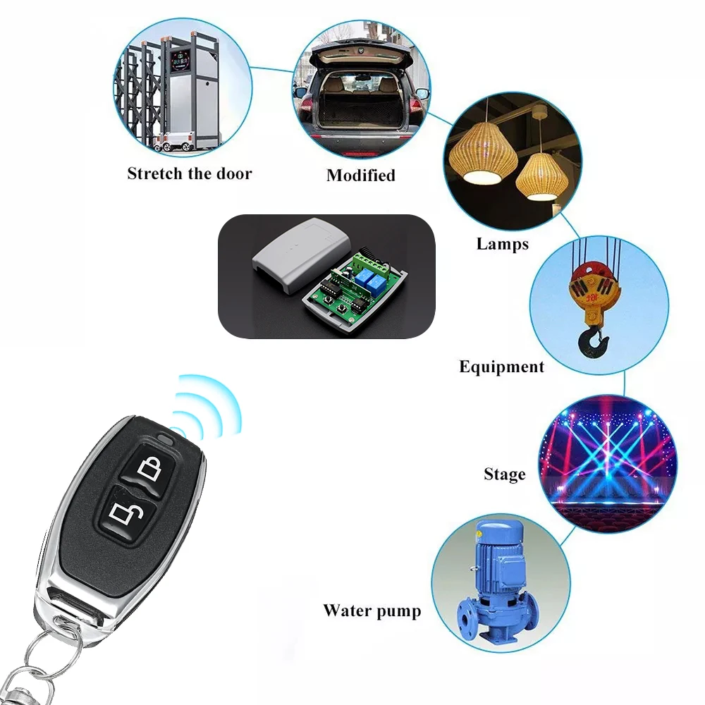 Garage Door Receiver 2CH 433.92MHZ Remote Controller for Doorhan Gate Multi Brand Fixed Learning Rolling Code Universal Receiver