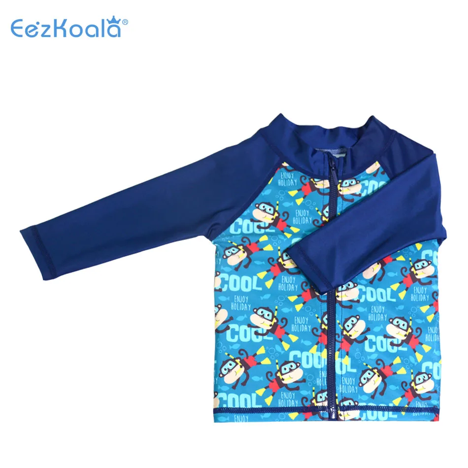 Eezkoala Infant Swimsuit UV 50 Resistant and Long Sleeve Zipper Baby Swimwear Rash Vest for Toddler Swimming Suit for Kids