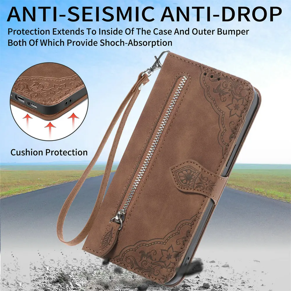 For Honor 90 Lite 70 X8 X6 Luxury Case Hono X 7 8 X6s X9 Zip Leather Texture Book Funda Honor 90 Pro X7 6 X8a X7a X6a Flip Cover