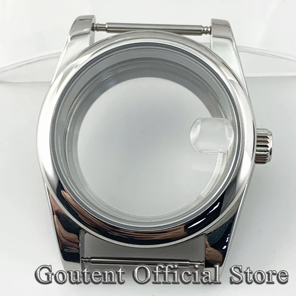 Goutent Silver Men's Sapphire Crystal 36mm 39mm Watch Case Fit NH34 NH35 NH36 ETA 2824 PT5000 ST2130 Movement