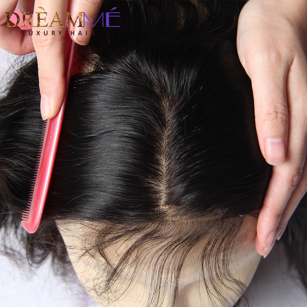 Loose Wave Bundles With Silk base Closure Brazilian Human Hair Bundles With 4x4 Lace Closure 3/4 Bundles Natural Hair Extensions 10c25