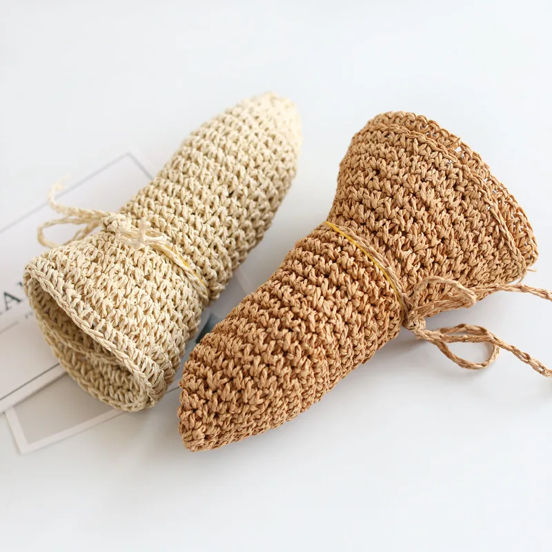 Summer New Parent-child Straw Hat Girl Casual Solid Foldable Big Brim Holiday Hats Baby Boy Beach Fisherman's Cap