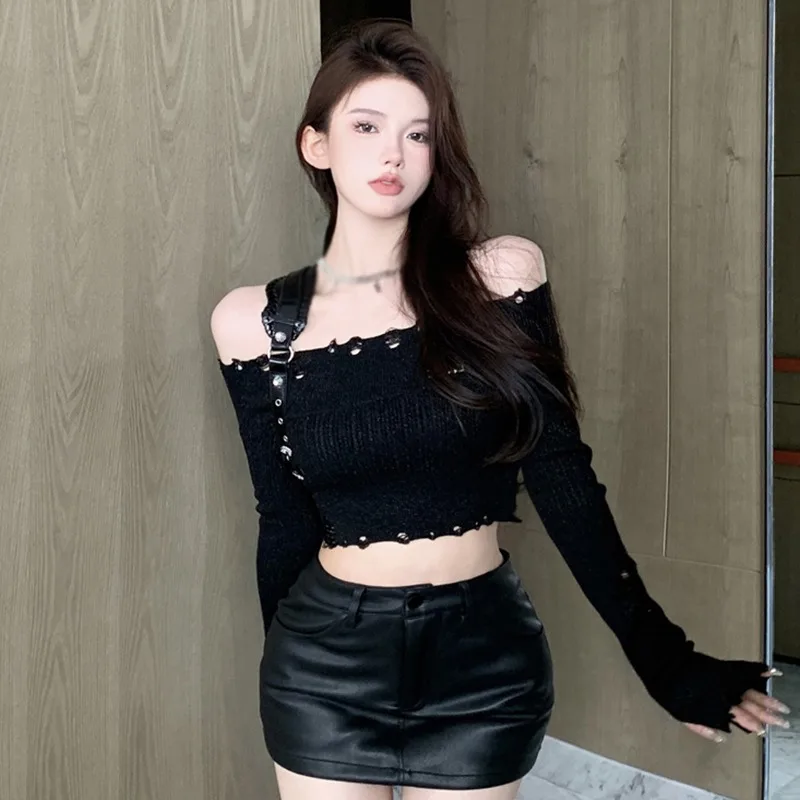 Women's Tops Solid Color Slim Sexy Long Sleeves Tops Off Shoulder T Shirt