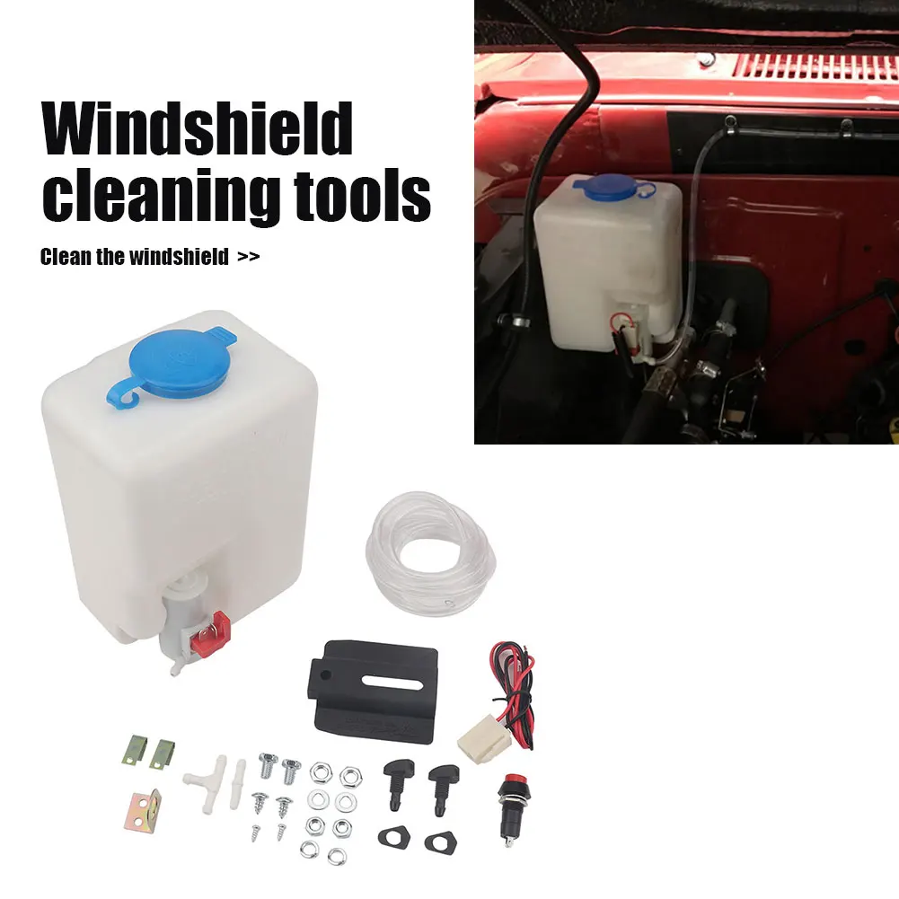 Universal Car Windshield Washer Bottle 12V Windscreen Car Washer Pump Fluid Tank 1.5L Reservoir Nozzle Sprayer Kit