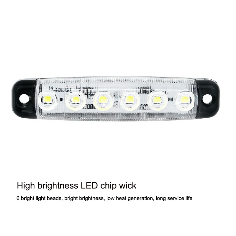 2pcs 24V Highlight 6 Beads Truck Led Side Light 12V Trailer Trailer Lights Truck Strip Side Light with Foam Screw