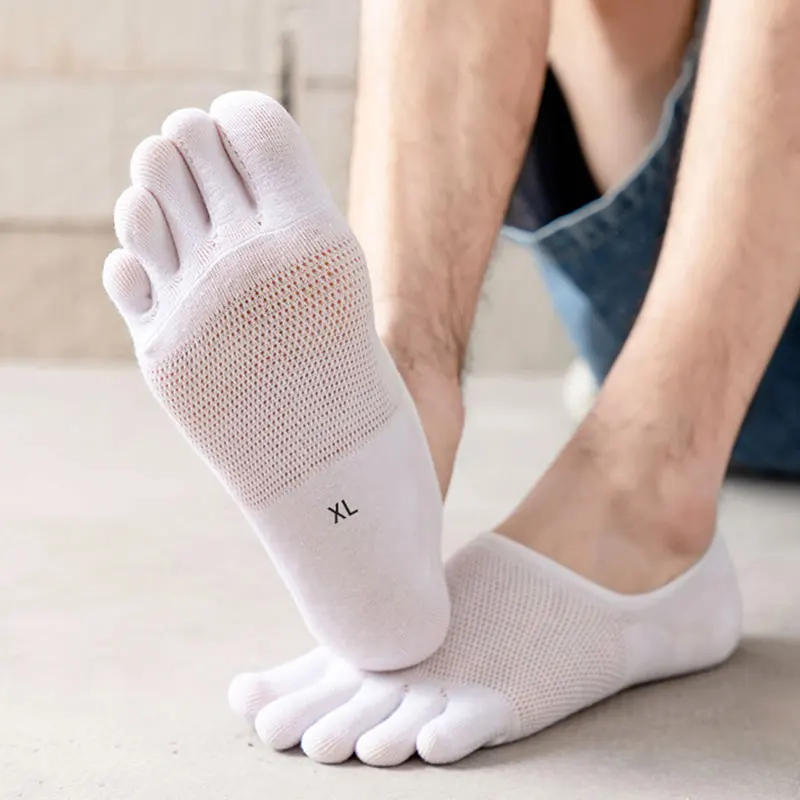 Creative Five Finger Socks Men Cute Summer Breathable Mesh Sports Five-Toed Socks Toe Split-Toed Socks Solid Color Hollow Meias