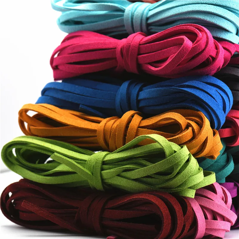 5mm 5m/roll Multi-Color Flat Faux Suede new Cord Korean Veet Leathe Rope for DIY Handmade Jewelry 2025 Making Finding Accessories HK040