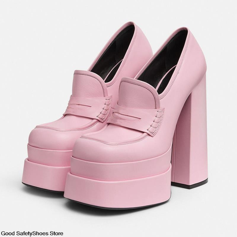 High Brand Heels 2023 Platform Women Pumps Office Lady Chunky Punk Gothic Y2K JK Shoes Loafer Female Size35-42 99ea