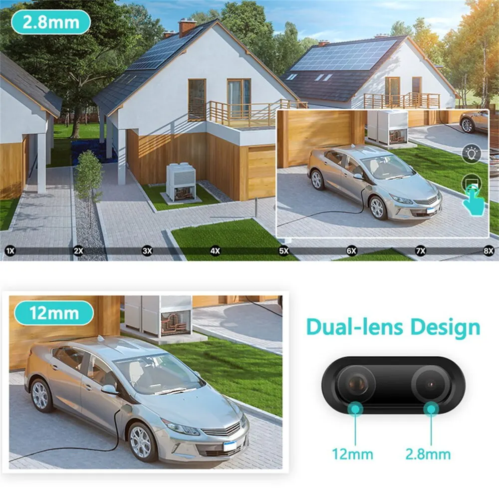 WiFi IP Camera 8MP Dual Lens 2.8mm -12mm 8X Zoom 4K PTZ Outdoor AI Human Tracking CCTV Audio Home Security Surveillance Camera