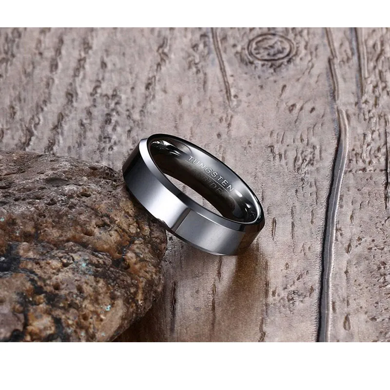 Vnox Black Tungsten Carbide Men's Ring Wedding Engagement Ring for Man Jewelry 6mm Wide Anillos