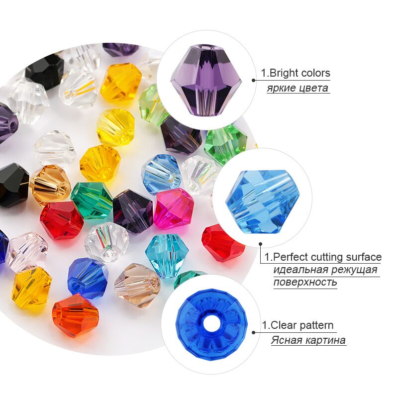 600PCS 4mm Bicone Austria Crystal Beads Multicolor Faceted Glass Beads For Jewellery Making Kit DIY Bracelets Earrings Necklace