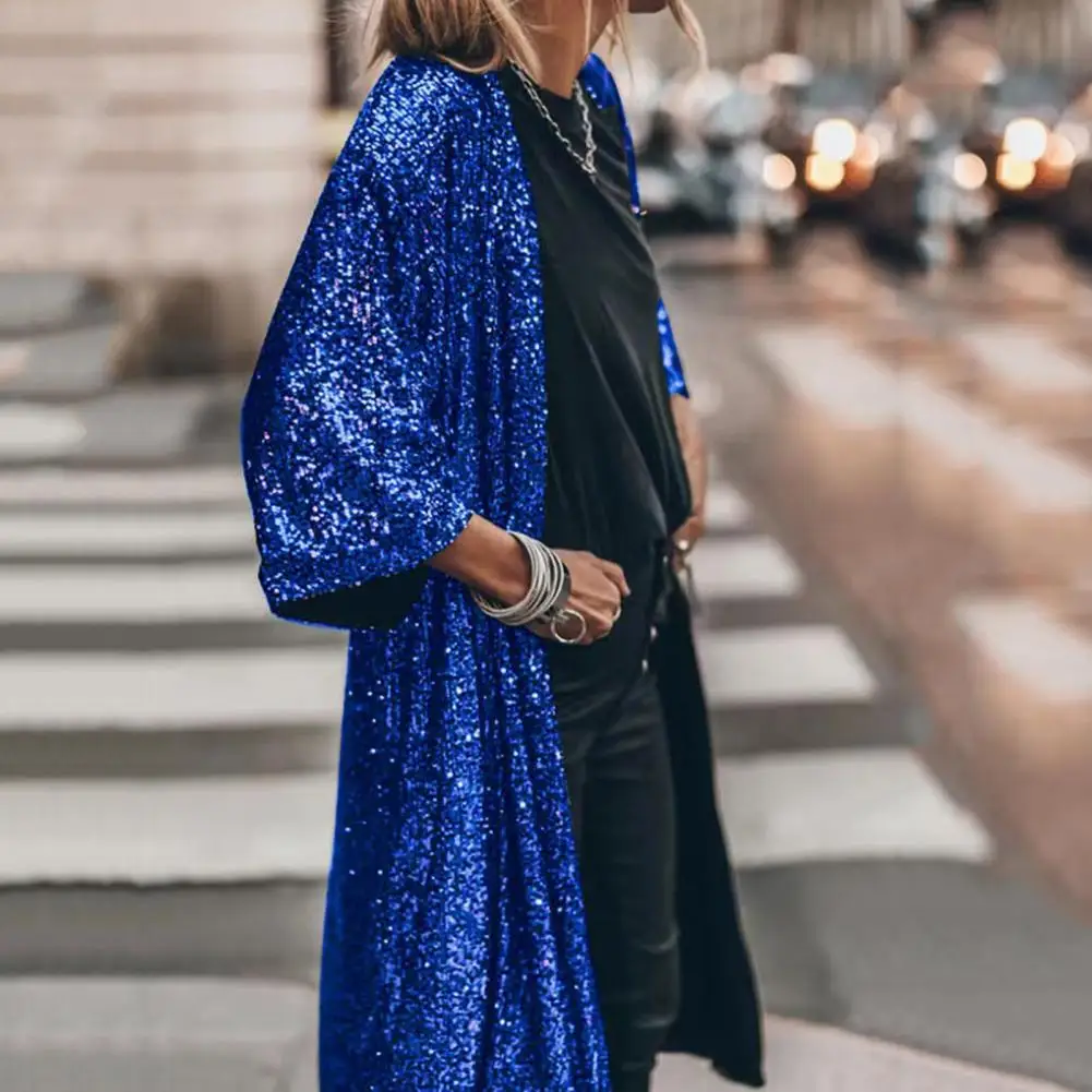 Classic Gown 2025 new Cape Skin-touch Cardigan Coat No Buttons Party Shiny Glitter Coat Outerwear Windproof