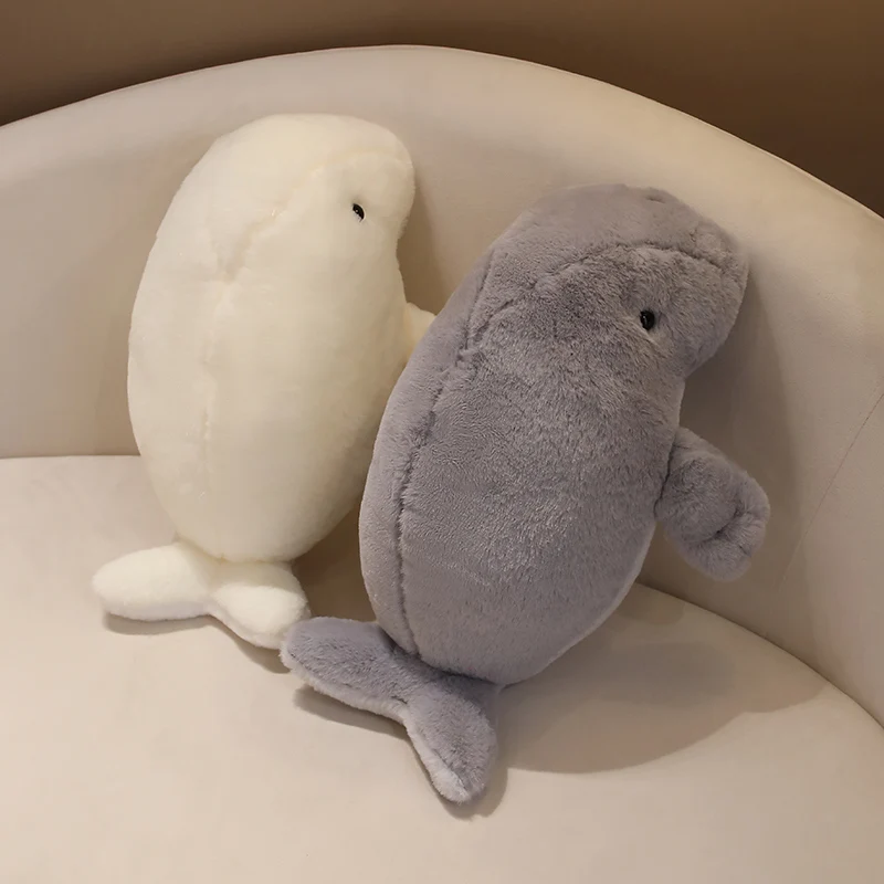 50cm White Lifelike Manatee Doll Plush Toy Stuffed Soft Dugong Pillow Sea Animals Toys for Girls Gift Aquarium Souvenir