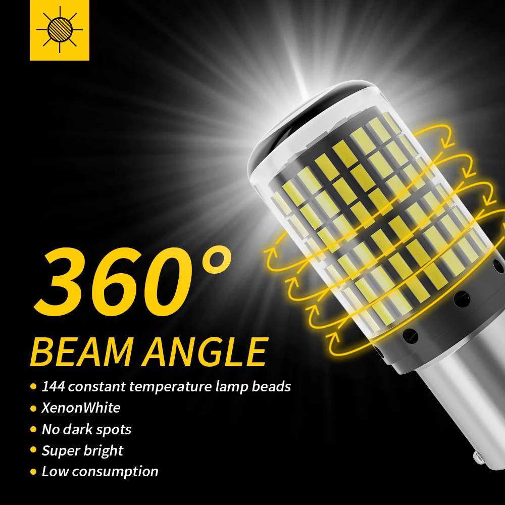 Oprah 2PCS High Power Car LED Light 1156 PY21W 1157 BAY15D P21/5W 3014 144 SMD Canbus Front/Rear Turn Signal Lamp Reserve Light