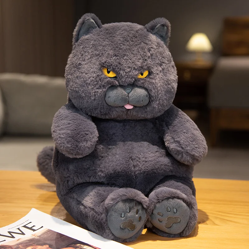 Fat Cat 2025 Plush Stuffed Animals Toy Lifelike Black Cat Toy for Boys and new Girls Children Xmas Birthday Gift
