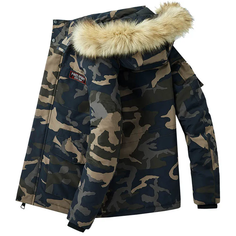 Men Winter New Outdoor new Ski Jacket Snow Warm Camouflage Parkas Coat Men Outwear Casual Hooded Waterproof Thick Fleece 2025 Parkas Men