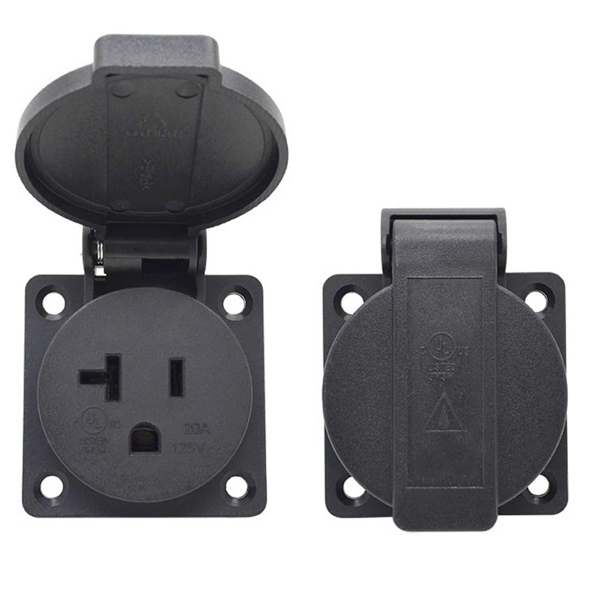 Universal 15A 20A America Outdoor Waterproof Industry Power Outlet L5-15R L5-20R US Wiring Receptacle Socket Black IP44 125V