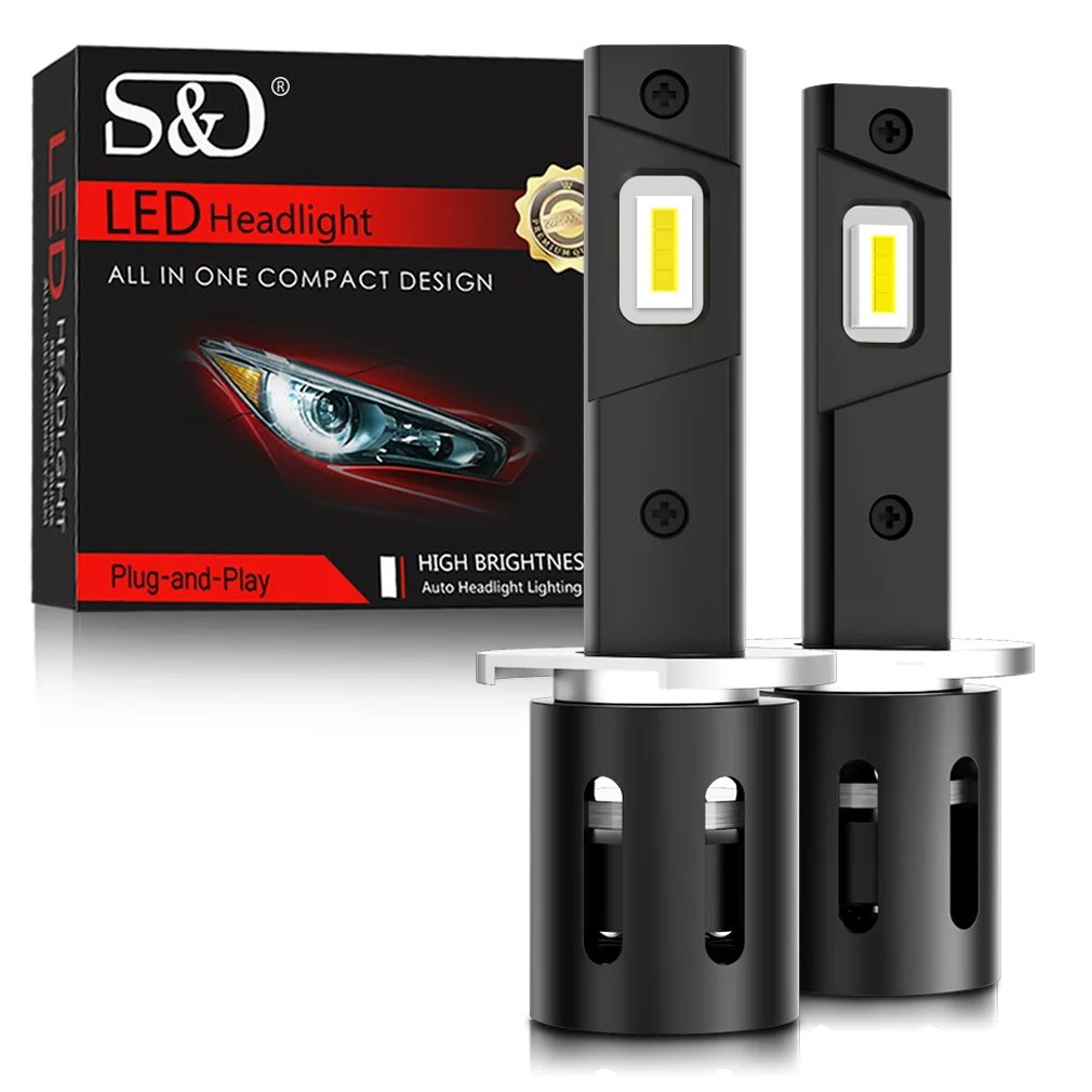 2pcs 120W H1 LED new Headlight 2025 Bulbs H3 Led Lamps Mini 30000LM 3570 CSP High Low Beam With Fan Bulb Car Fog Lights 12V 6500K