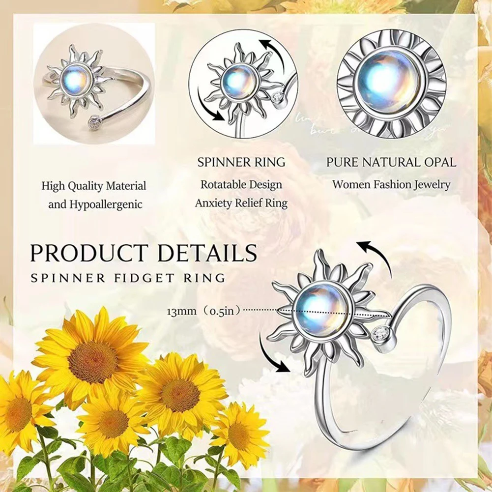 Adjustable Opening Rings Rotatable Jewelry for Anxiety Relief and Daily Decor