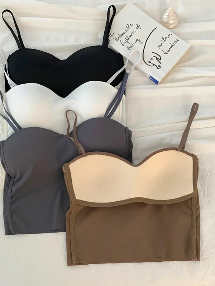 New Women Short Tank Vest Ladies Cami Slim new Fit Skin-friendly Base Underwear 2025 Camisole Crop Tops Bottoming Breast Wrapping