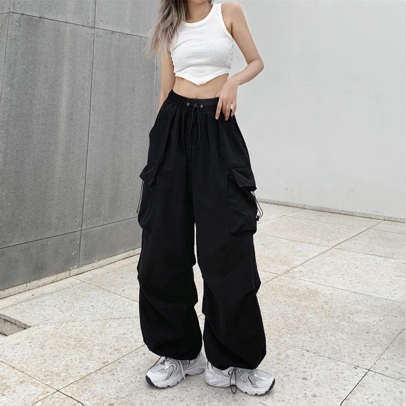 Streetwear Spring new Summer 2025 Baggy Cargo Pants Women Casual Big Pocket Sweatpants Korean Style Wide Leg Joggers For Women