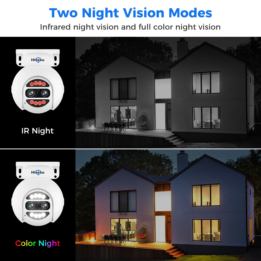 Hiseeu POE IP Camera 8X Zoom 4K 4MPx2 Dual Lens PTZ CCTV Security Video Surveillance Camera System XMeye 2 Way Audio Cameras