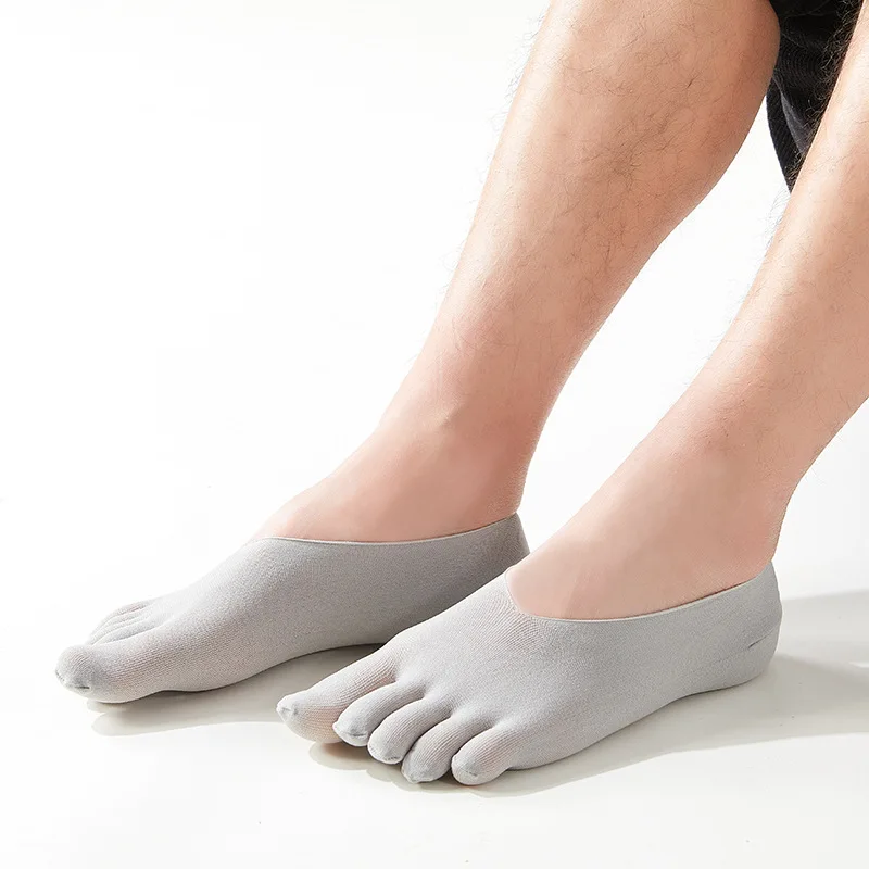 new 5 Pairs Mens Five Finger Silk Socks Invisible Summer Thin Breathable Stockings Japanese Plus Size Veet Five 2025 Toe Low Cut Socks