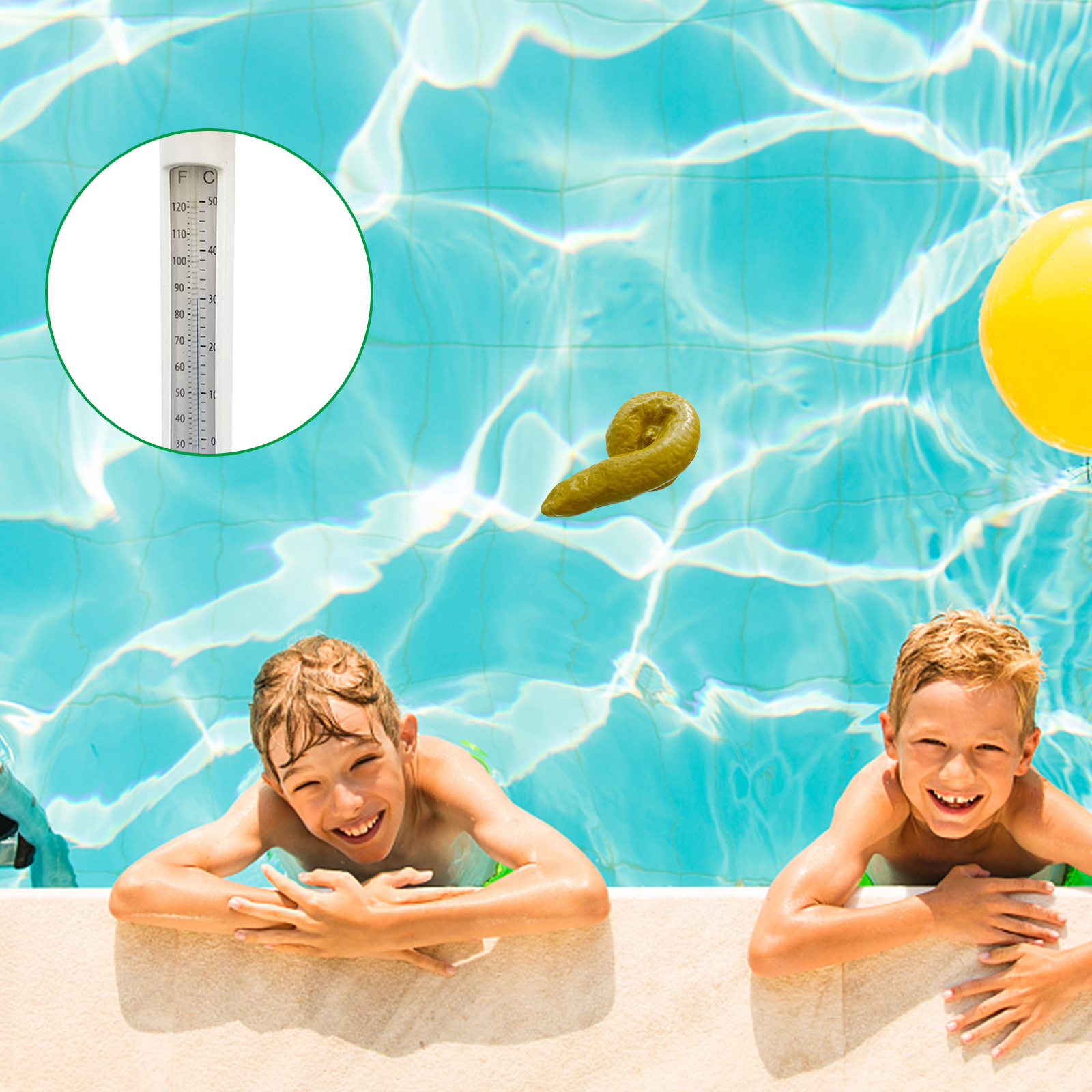 Prank Poop Swimming Pool Floating Thermometer Hot Tub Water Temperature Tester