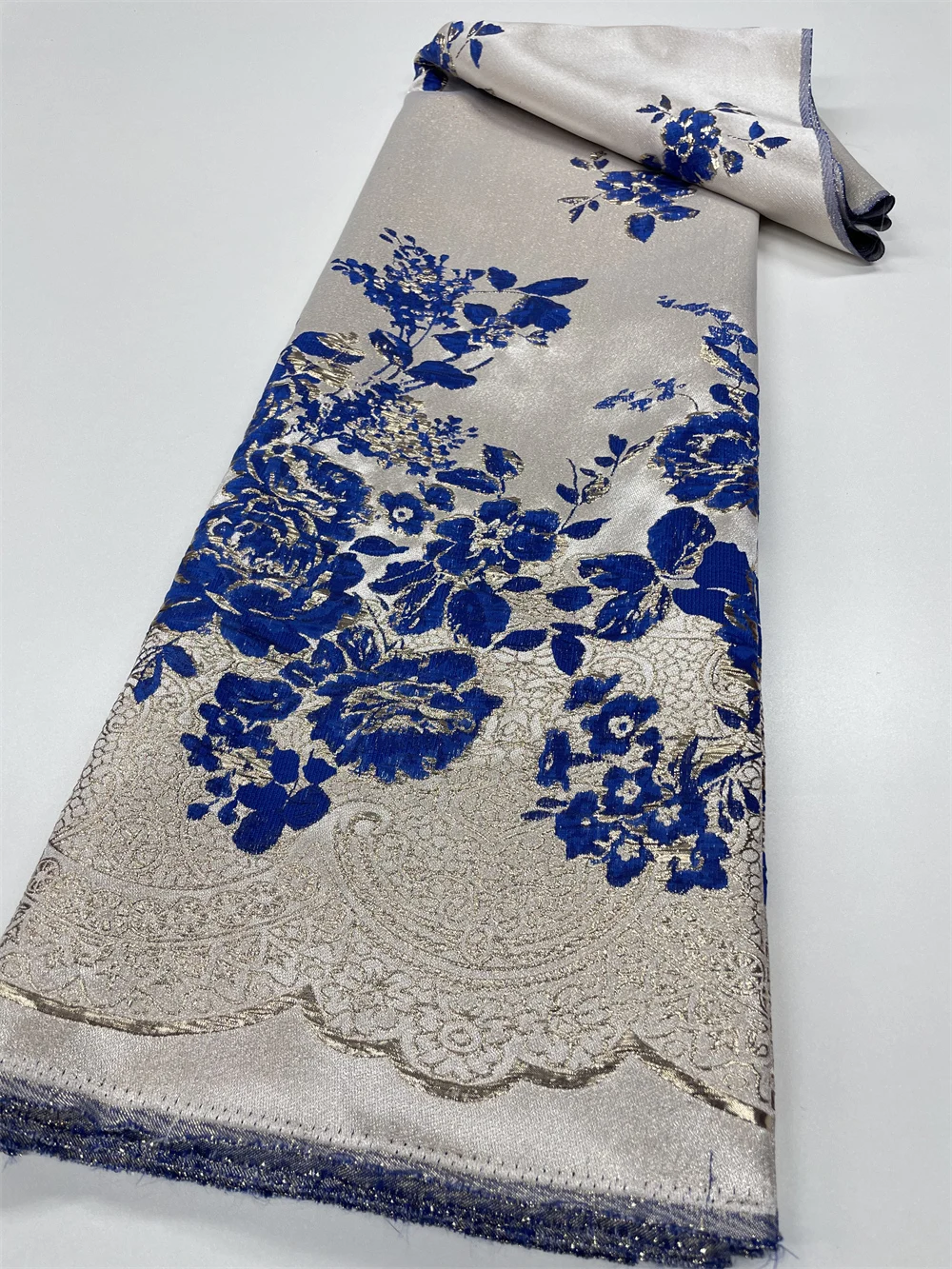 High Quality African Nigerian Gilding Tulle Lace Fabric Embroidery Organza French Lace new Jacquard Brocade 2025 Lace Fabric QF0718-1