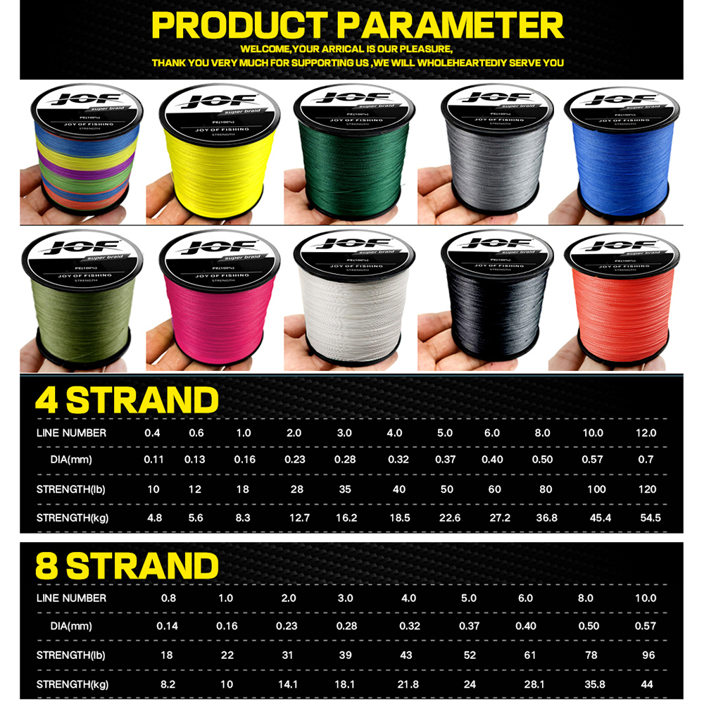 JOF 500M 300M 100M Multicolour PE Braided Wire 2025 8/4 Strands Multifilament new Japanese Fishing Line
