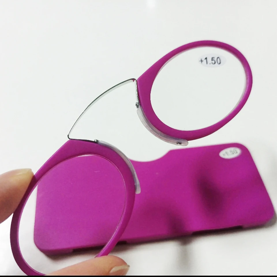 NONOR TR Clip Nose Bridge Mini Reading Glasses 1.0 To 3.5 Portable Presbyopic Glasses With Case