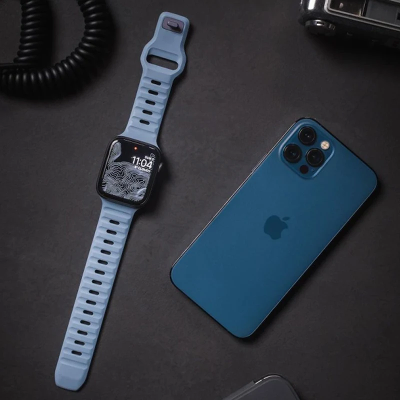 Sport Band For Apple Watch 8 7 Series 44MM 45MM Soft Silicone Rubber Watchband Strap For iWatch 6 5 4 3 2 1 42MM 49MM Bracelet