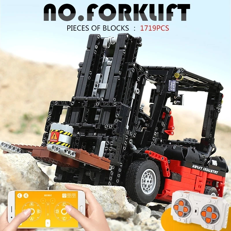 Mould King Motor Power Forklift Mk II Buildling Blocks Compatible MOC-3681 Gabelstapler High-Tech Bricks Toys For Children Gifts