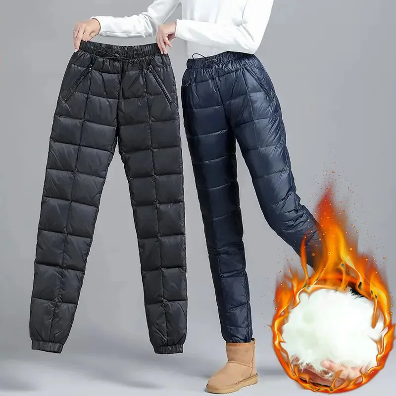 Thicken Baggy Joggers Pantalones Winter Snow Womens Sweatpants Casual Warm Down Harem Pants Elastic Waist Oversized 4xl Trousers