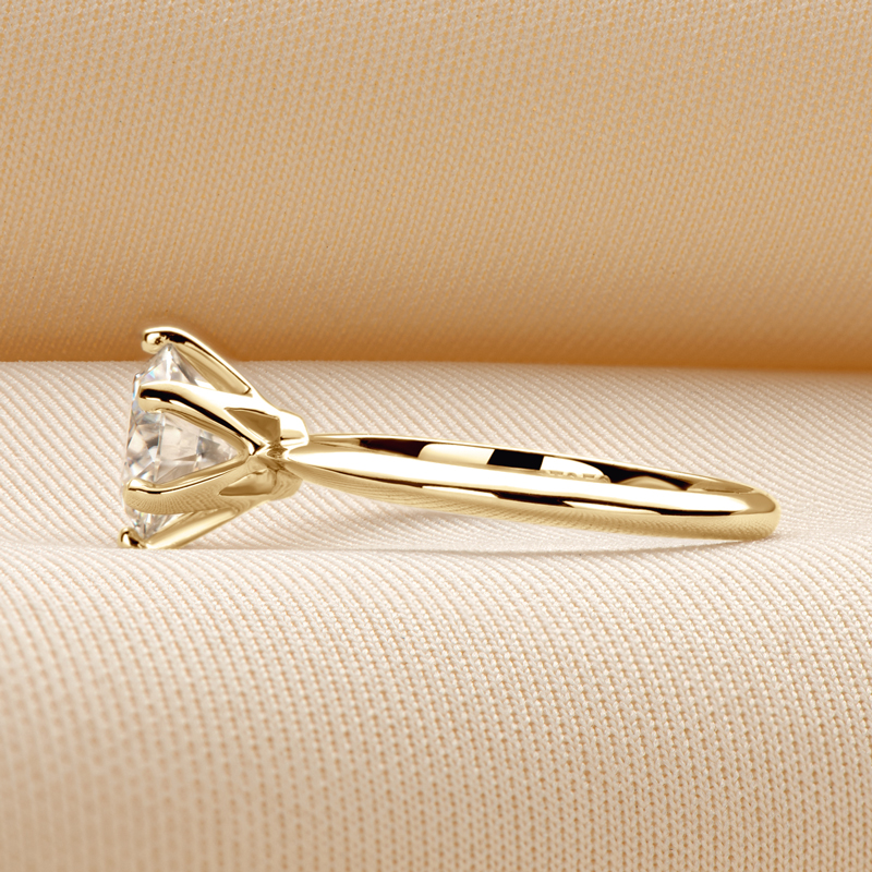 Anziw 0.5-3.0CT Moissanite Solitaire Ring Sier 14K Gold Plated Wedding Engagement Band For Women Jewelry with Certificate