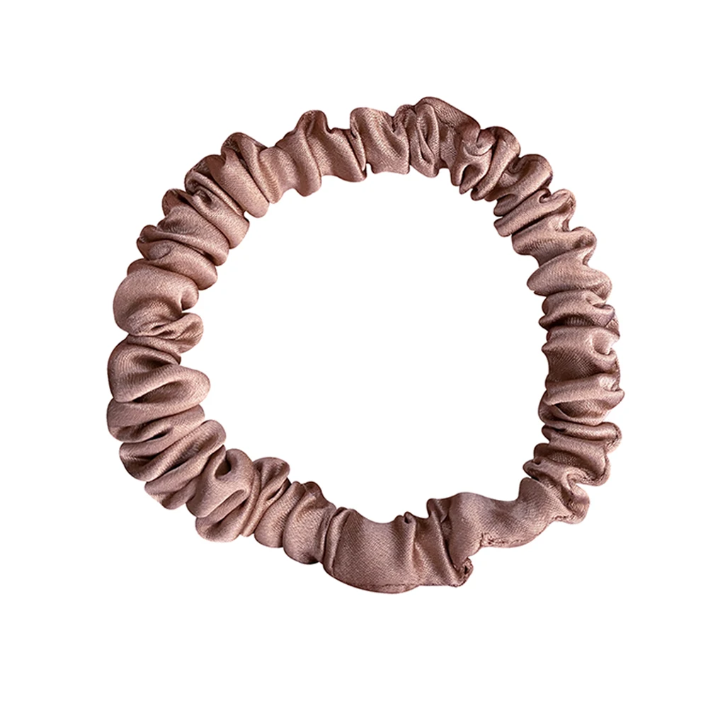 100% Natural Silk Skinnies Small Scrunchies 1CM Hair Bow Ties Ropes Bands Elastics Ponytail Holders for Women Girls 22 Momme