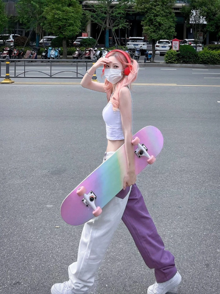 ADAgirl Y2k Baggy Jeans Women Hip Hop Streetwear Vintage High Waist Straight Purple Denim Trousers Harajuku Wide Leg Pants Mujer