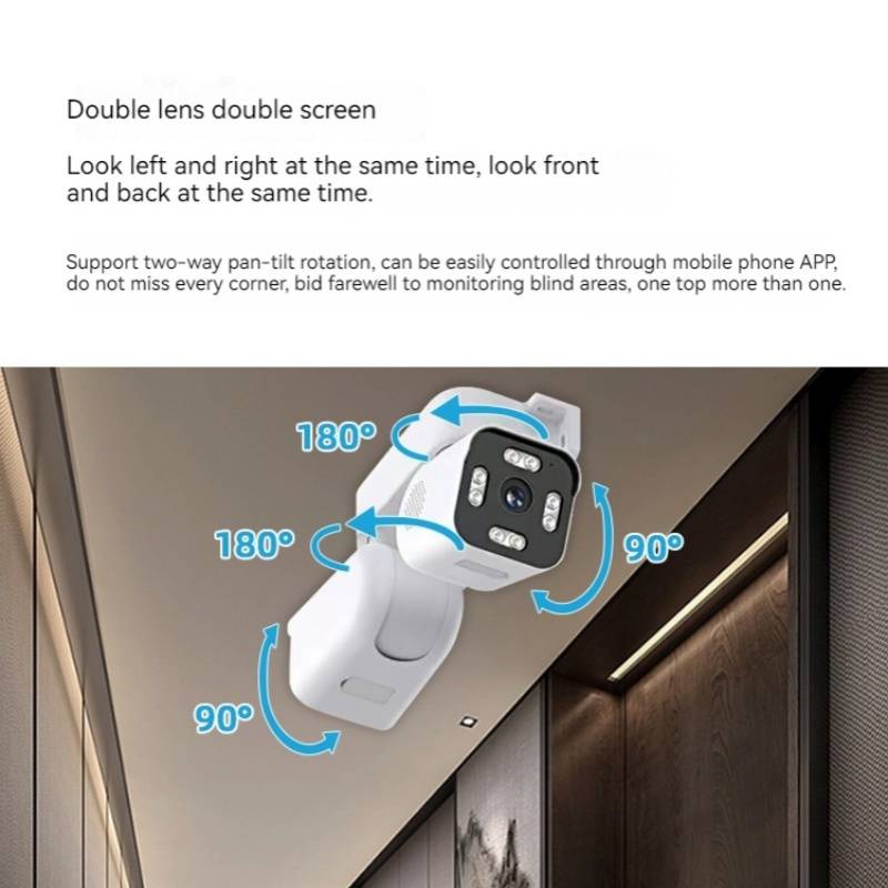 Dual Camera IP Surveillance Camera Double Frame Dual Pan Tilt 360 Degree Rotation Two Way Intercom One Machine for Multiple Purposes