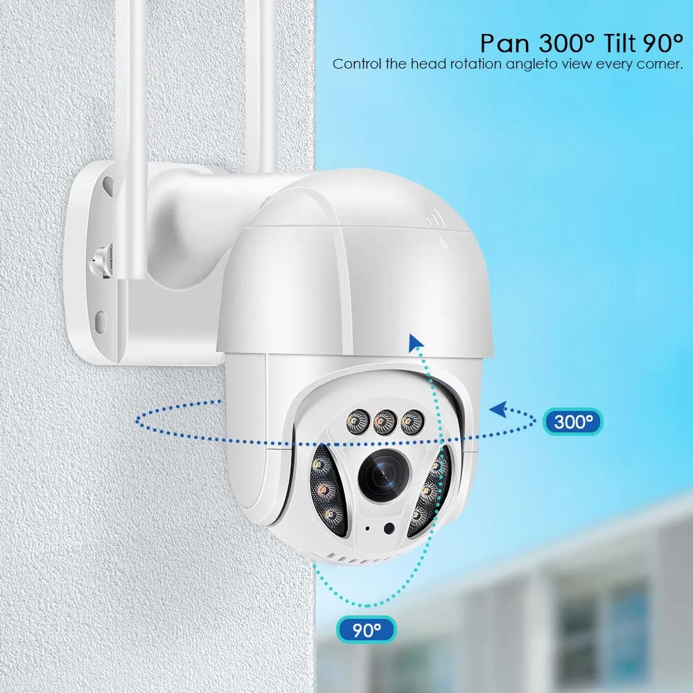 4K 8MP HD Wifi PTZ Camera IP Cam Outdoor Surveillance Camera 5x Digital Zoom CCTV Camera Color IR Light Audio Video For ICsee